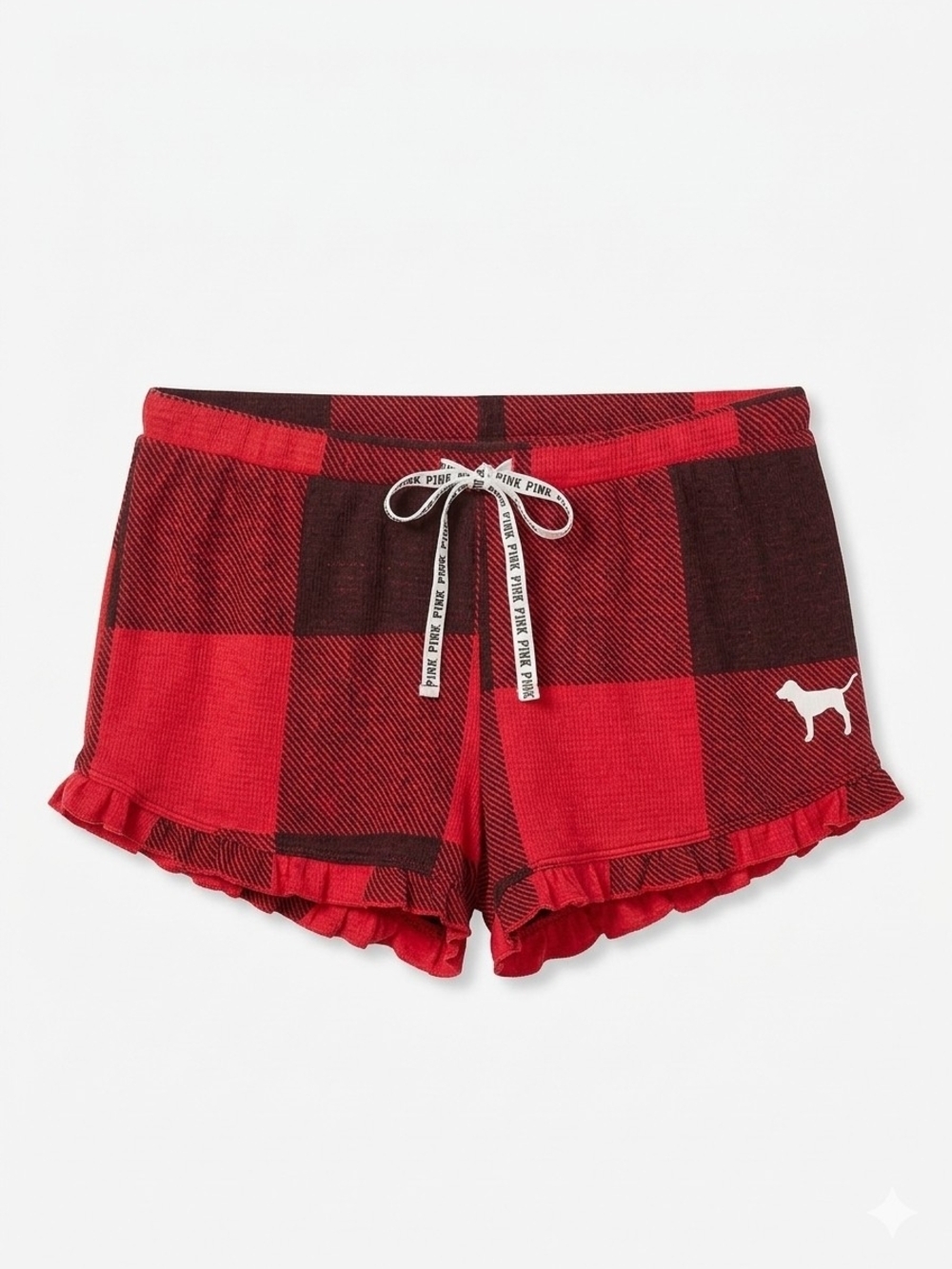 Victoria's Secret PINK Buffalo Plaid Ruffle Sleep Shorts